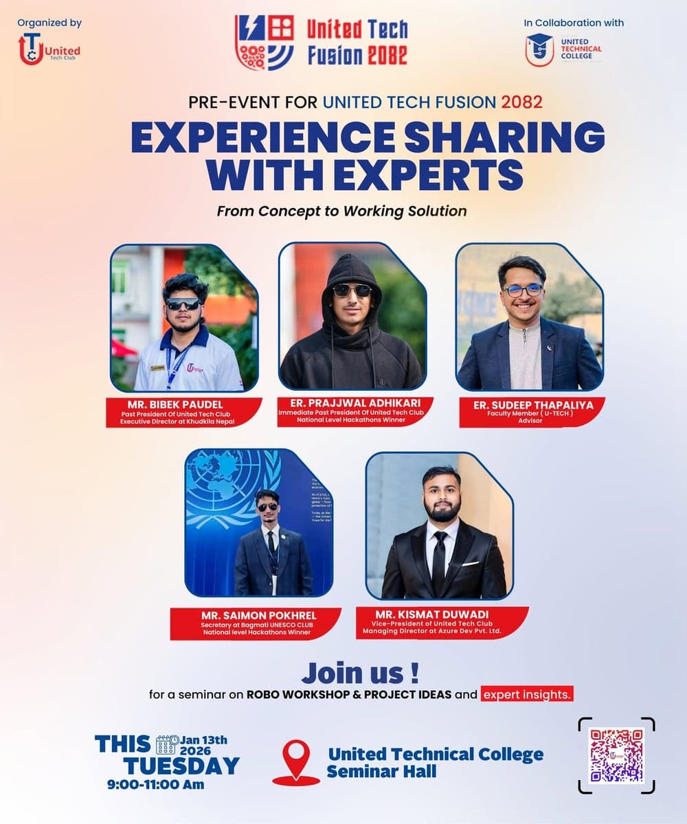 Experience Sharing with Experts pre-event poster, January 13, 2026