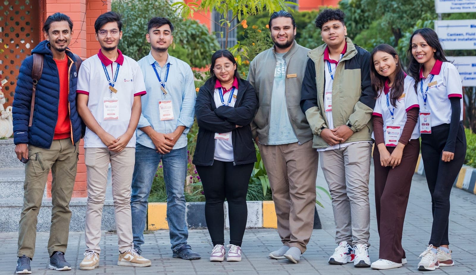 Organising team together outdoors at U-TEC Hackathon Beta